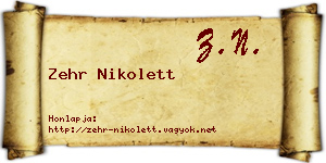 Zehr Nikolett névjegykártya